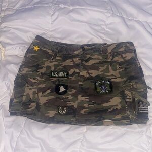Camouflage Mini Skirt with Patches